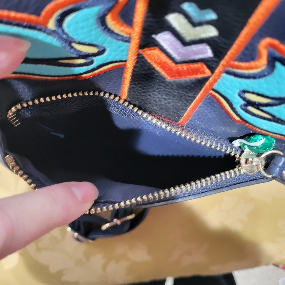 Mini Blue Embroidered Backpack